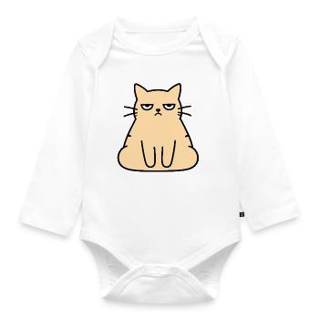 Grumpy Lounge Cat - Organic Longsleeve Baby Bodysuit - white - Front
