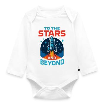 To the stars and beyond - Organic Longsleeve Baby Bodysuit - white - Front