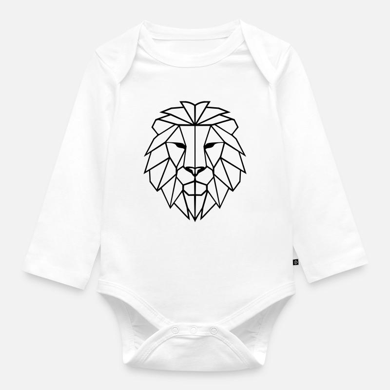 Löwe Polygon - Baby Bio-Langarm-Body - Weiß