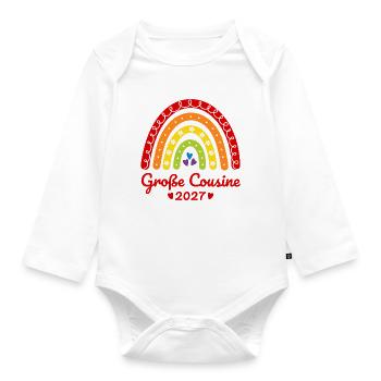 Große Cousine 2027 Boho Regenbogen bunt - Baby Bio-Langarm-Body - Weiß - Vorne