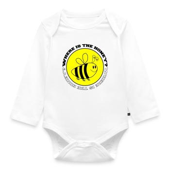 Bee Where is the Honey - Organic Longsleeve Baby Bodysuit - white - Front