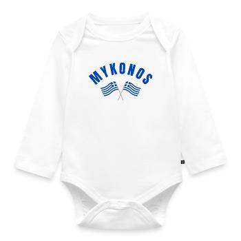 Griechische Flaggen von Mykonos - Baby Bio-Langarm-Body - Weiß - Vorne