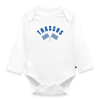 Thassos Drapeaux Grecs Croisés - Body Bébé bio manches longues - blanc - Devant