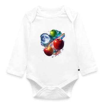 Kosmische Apfelwelten - Baby Bio-Langarm-Body - Weiß - Vorne