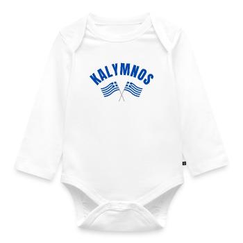 Kalymnos Griechische Flaggen - Baby Bio-Langarm-Body - Weiß - Vorne