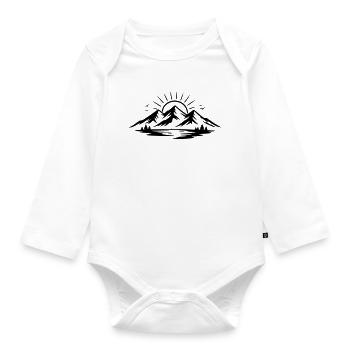 Mountain landscape - Organic Longsleeve Baby Bodysuit - white - Front