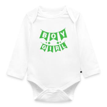 Révélation du sexe de la fête de bébé de la Saint-Patrick - Body Bébé bio manches longues - blanc - Devant
