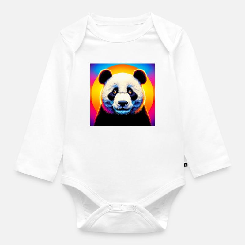 panda - Body Bébé bio manches longues - blanc