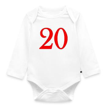 20. 20th ANNIVERSARY. 20 YEARS ANNIVERSARY. 20 YEARS. - Organic Longsleeve Baby Bodysuit - white - Front