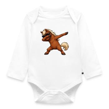 Dabbing Horse - Organic Longsleeve Baby Bodysuit - white - Front