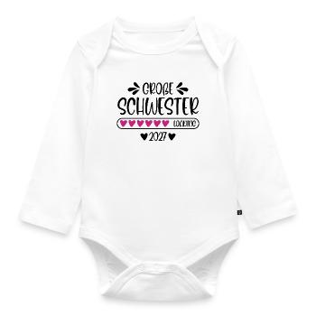 Große Schwester 2027 loading - Baby Bio-Langarm-Body - Weiß - Vorne