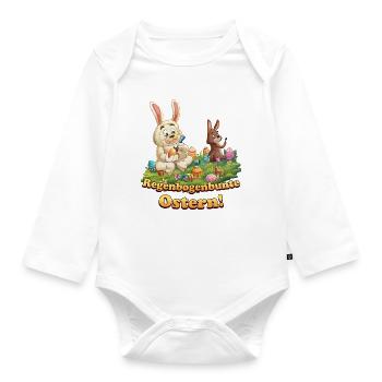 Siggi und der Zauberwald - Ostern Eier bemalen - Baby Bio-Langarm-Body - Weiß - Vorne