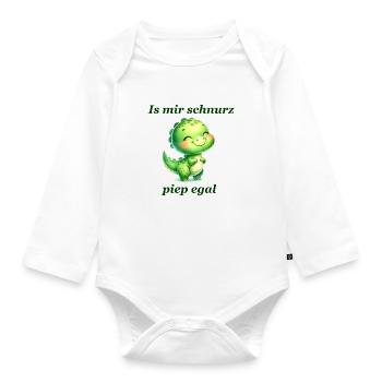 Schnurz piep egal Lustiger Spruch süßer Dino - Baby Bio-Langarm-Body - Weiß - Vorne