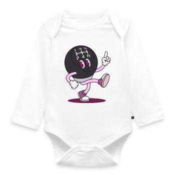 Knob Dancer Cartoon - Organic Longsleeve Baby Bodysuit - white - Front