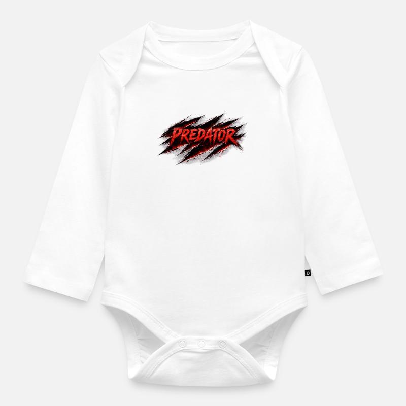 Predator Scratch Retro Style - Organic Longsleeve Baby Bodysuit - white