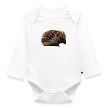 Hedgehog in forest style - Organic Longsleeve Baby Bodysuit - white - Front