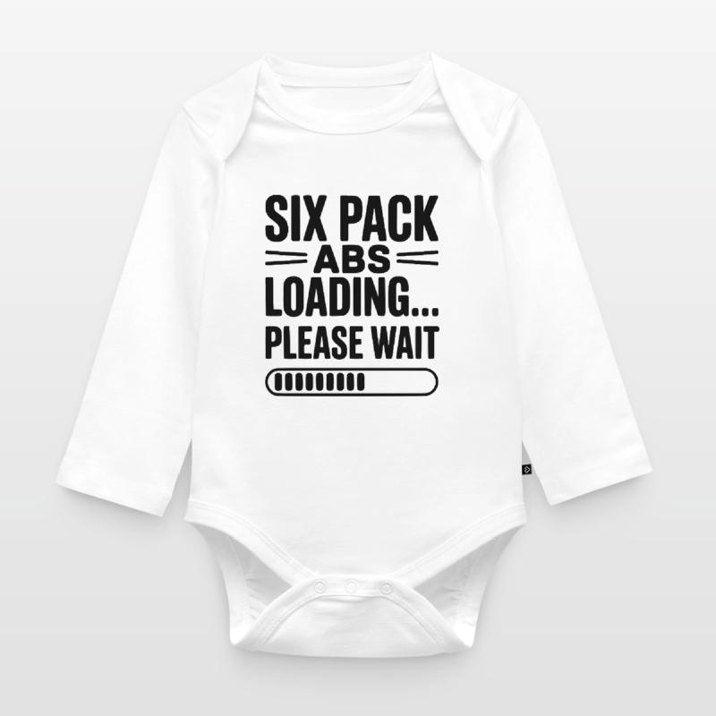 Six Pack Abs Loading... Please Wait Organic Longsleeve Baby Bodysuit