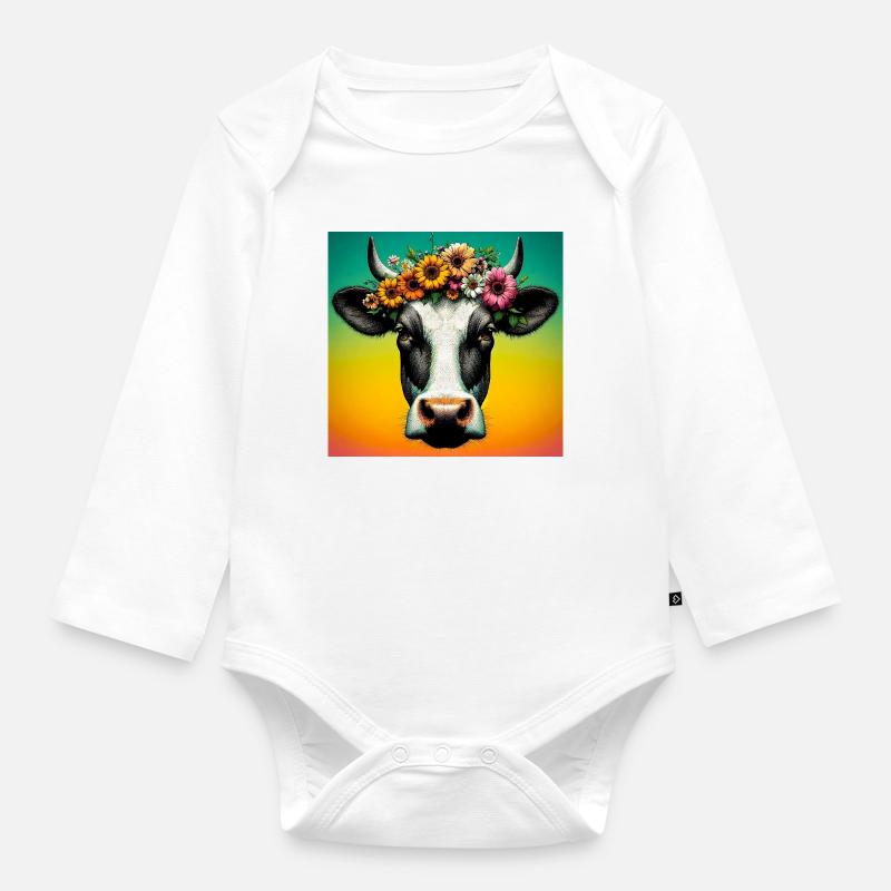 Kuh - Baby Bio-Langarm-Body - Weiß