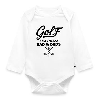 Golf und Schimpfwörter: Der Humor des Golfers - Baby Bio-Langarm-Body - Weiß - Vorne