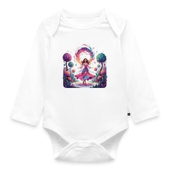 Danse colorée de la princesse dans la danseuse enchantée de la forêt - Body Bébé bio manches longues - blanc - Devant