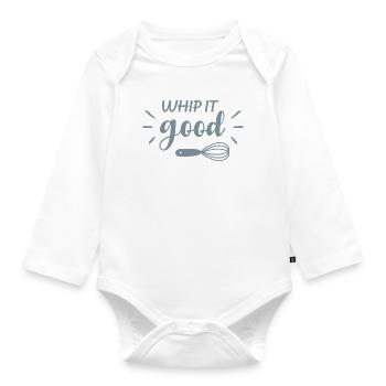 Whip It Good Funny Baking Quote Retro Design - Organic Longsleeve Baby Bodysuit - white - Front