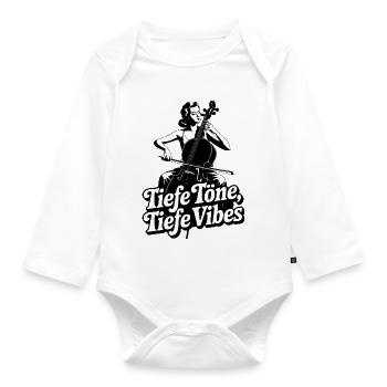 Tiefe Töne Tiefe Vibes Cello Musik - Baby Bio-Langarm-Body - Weiß - Vorne