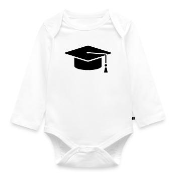 Graduation Cap Absolvent Logo - Baby Bio-Langarm-Body - Weiß - Vorne