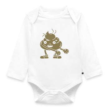 Funny poop pile dancing - Organic Longsleeve Baby Bodysuit - white - Front