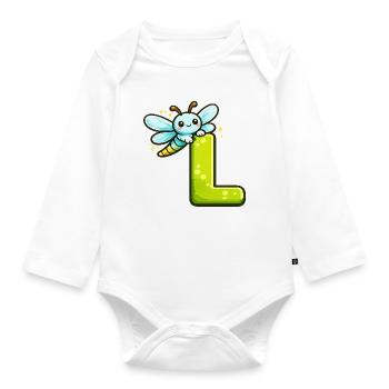 L pour Libellule - Body Bébé bio manches longues - blanc - Devant