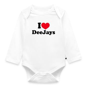 I Love DeeJays - Organic Longsleeve Baby Bodysuit - white - Front