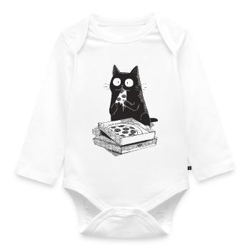 Pizza Cat - Organic Longsleeve Baby Bodysuit - white - Front