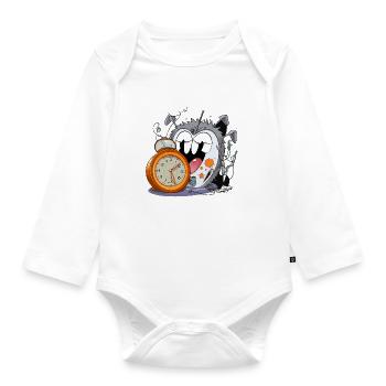 Sleepless watch monster - Organic Longsleeve Baby Bodysuit - white - Front