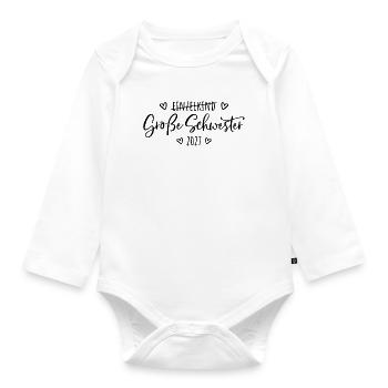 Kein Einzelkind mehr - Große Schwester 2027 - Baby Bio-Langarm-Body - Weiß - Vorne