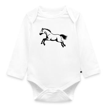 Pferdestil-Sprung - Baby Bio-Langarm-Body - Weiß - Vorne