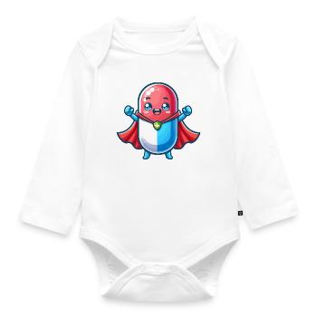Helden Pille Superheld Medizin Tabletten Held - Baby Bio-Langarm-Body - Weiß - Vorne