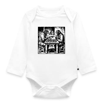 Monkeys play chess T-Shirt - Organic Longsleeve Baby Bodysuit - white - Front
