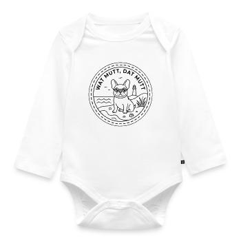 Wat mutt dat mutt French Bulldog by the Sea - Organic Longsleeve Baby Bodysuit - white - Front