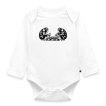 Monkeys play chess T-Shirt - Organic Longsleeve Baby Bodysuit - white - Front