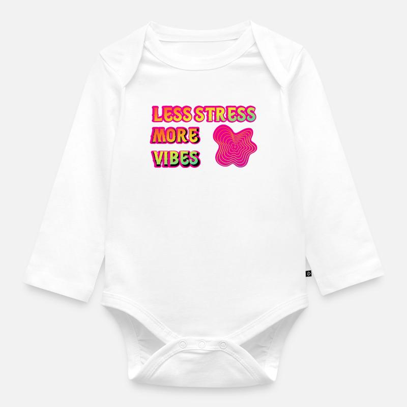 Moins de stress, plus d’ambiances Psy néon - Body Bébé bio manches longues - blanc