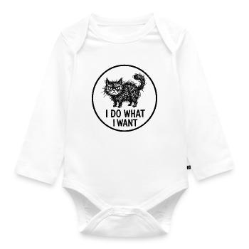 Je fais ce que je veux logo du chat - Body Bébé bio manches longues - blanc - Devant