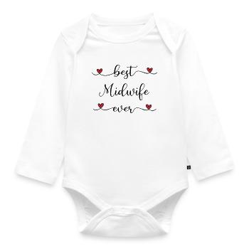 Hebamme - Baby Bio-Langarm-Body - Weiß - Vorne