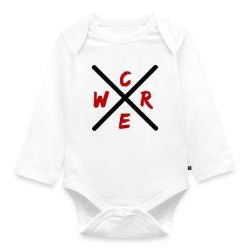 Crew Brush Rot Wortmark - Baby Bio-Langarm-Body - Weiß - Vorne