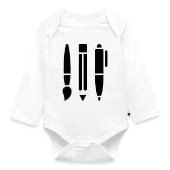 Brush, Pencil and Pen - Art Symbol - Organic Longsleeve Baby Bodysuit - white - Front