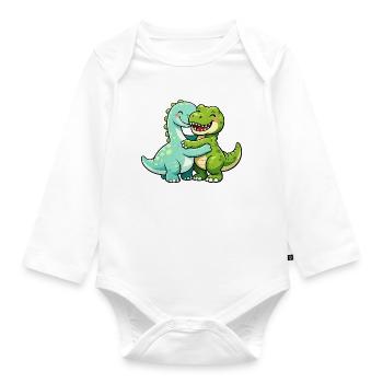 Cuddly dinosaurs - Organic Longsleeve Baby Bodysuit - white - Front