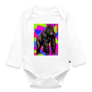 gorilla - Organic Longsleeve Baby Bodysuit - white - Front