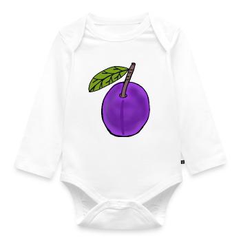 Pflaume Obst Frucht Pflaumen Hobbygärtner - Baby Bio-Langarm-Body - Weiß - Vorne