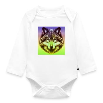 Wolf - Organic Longsleeve Baby Bodysuit - white - Front