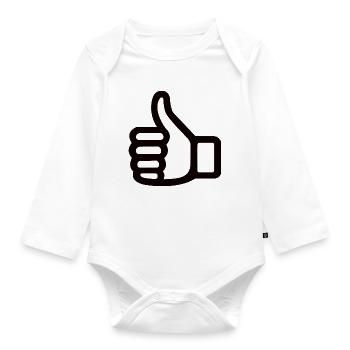 Daumen Hoch Handzeichen – Thumbs Up Symbol - Baby Bio-Langarm-Body - Weiß - Vorne