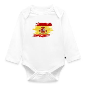 Drapeau de l’Espagne utilisé - Body Bébé bio manches longues - blanc - Devant