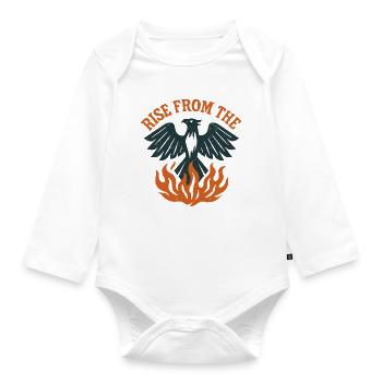 Flames Reborn: Flug des reinen Phönix - Baby Bio-Langarm-Body - Weiß - Vorne